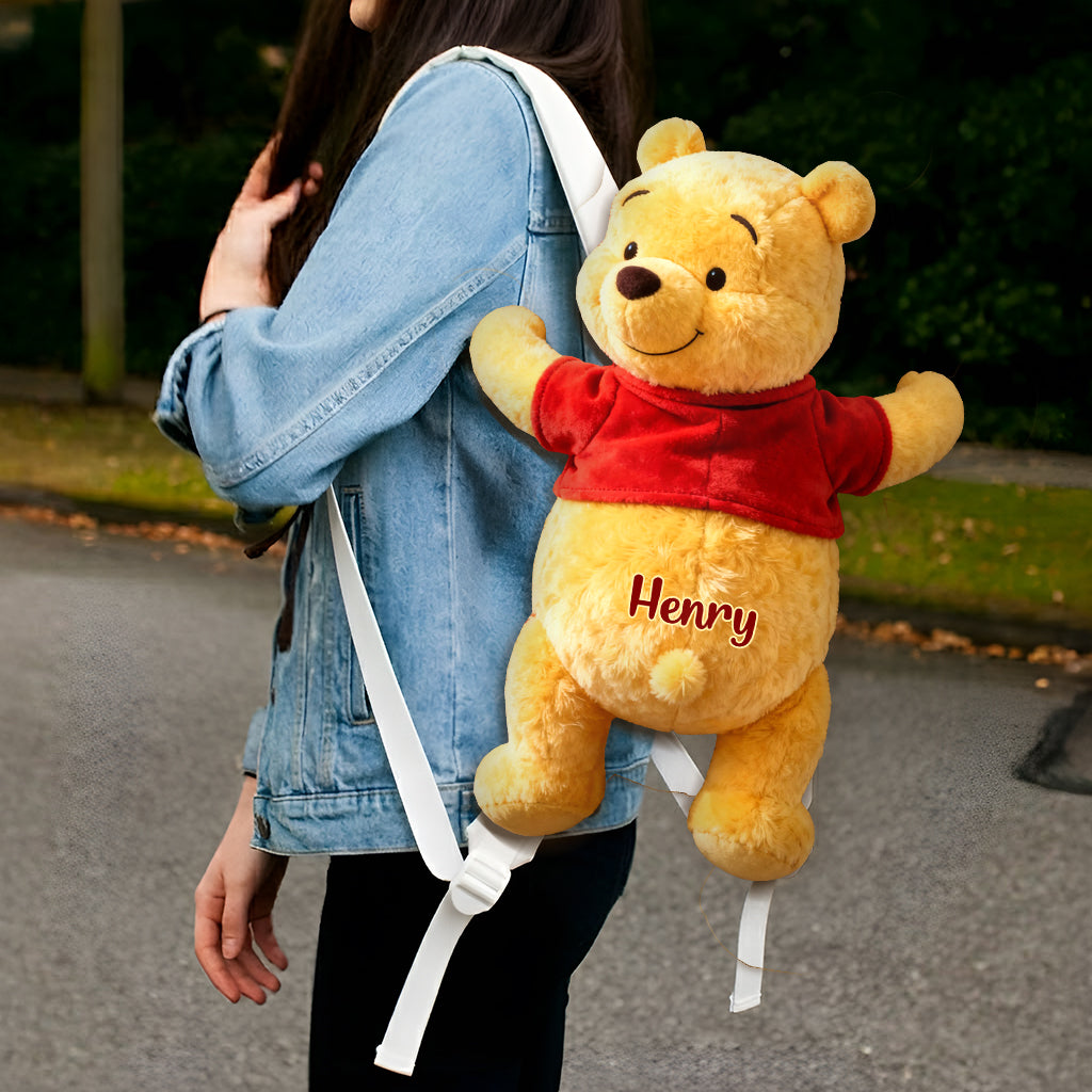 Bear Clinging - Personalized Yellow Bear Plush Backpack