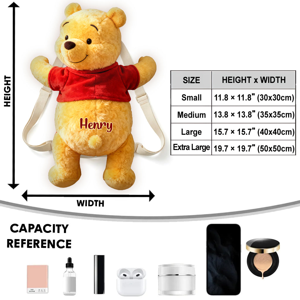 Bear Clinging - Personalized Yellow Bear Plush Backpack