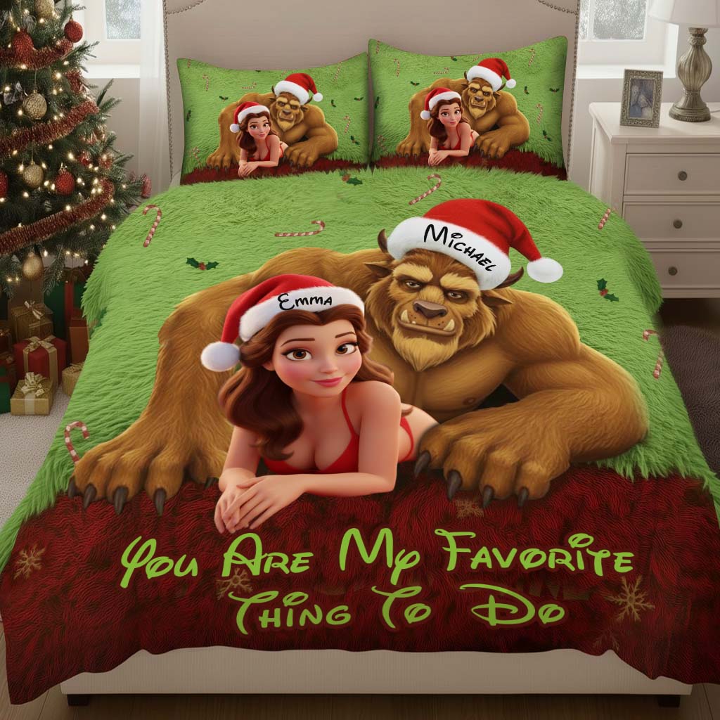 Favorite Thing To Do This Christmas - Personalized Couple Bedding Set