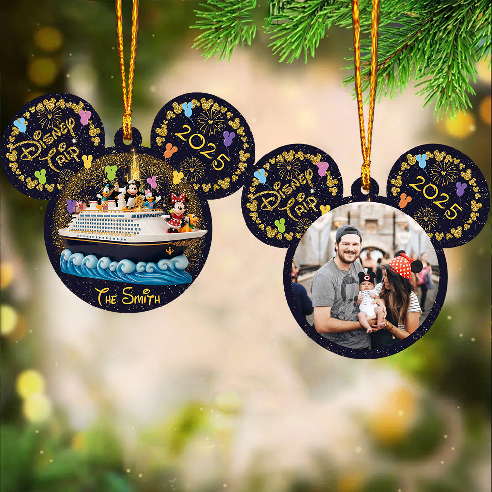 Our Family Cruise Trip Any Photo - Personalized Mouse Ornament