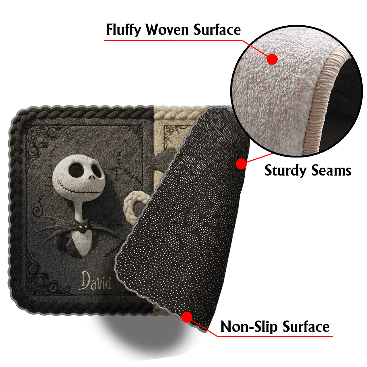 From Our First Kiss Till Our Last Breath - Personalized Nightmare Non-Slip Tufted Rug