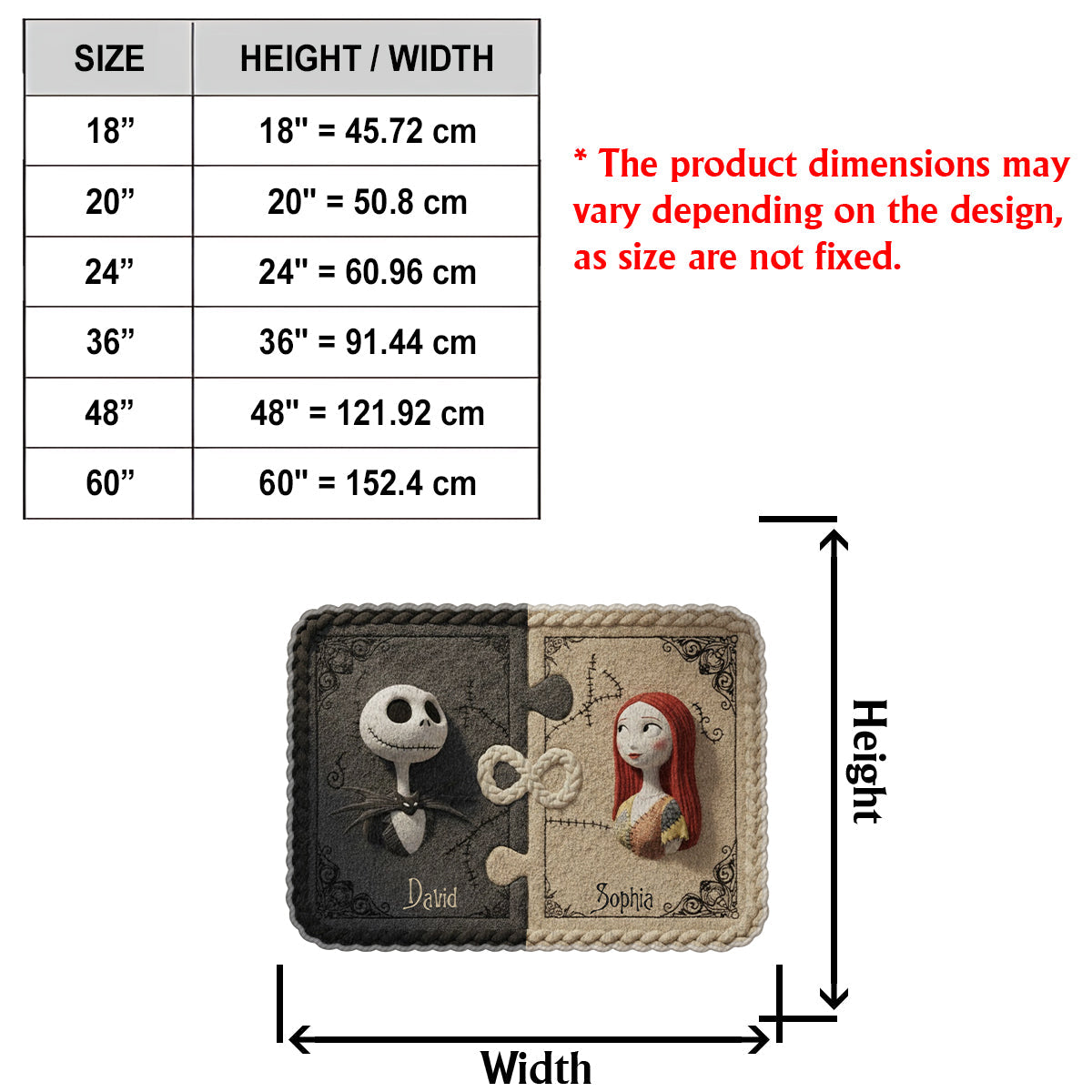 From Our First Kiss Till Our Last Breath - Personalized Nightmare Non-Slip Tufted Rug