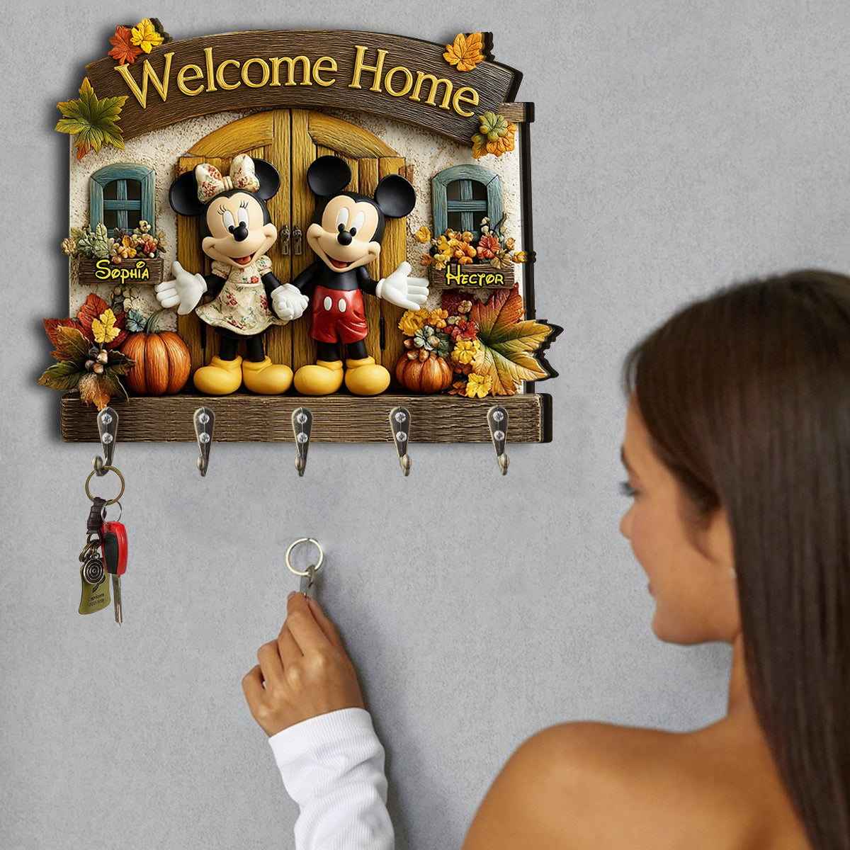 Welcome Home - Personalized Mouse Custom Shaped Hanging Rack