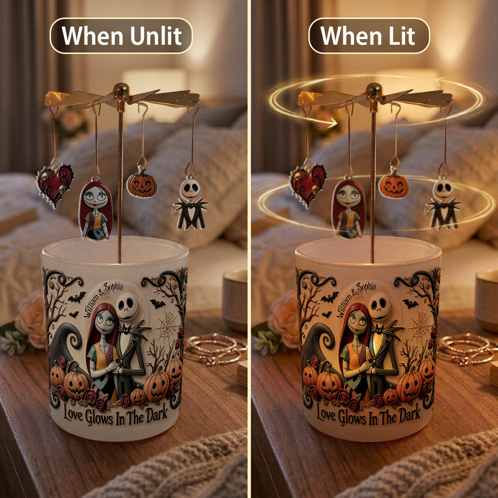 Love Glows In The Dark - Personalized Nightmare Spinning Candle Holder