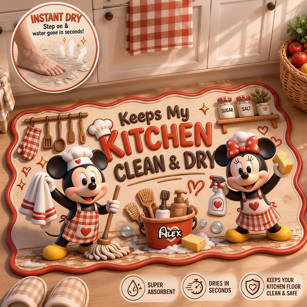 Cartoon Mouse Kitchen Mat - Personalized Mouse Drying Mat