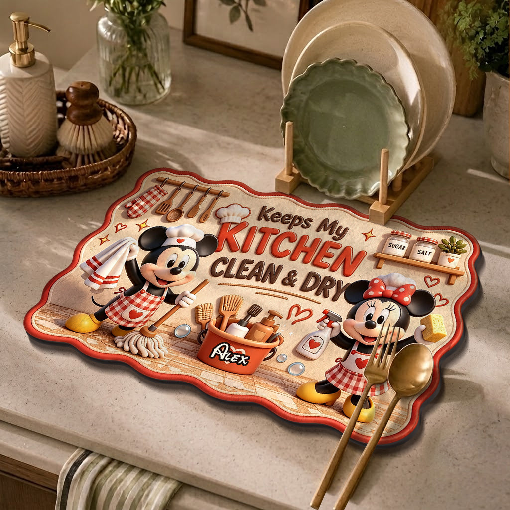 Cartoon Mouse Kitchen Mat - Personalized Mouse Drying Mat