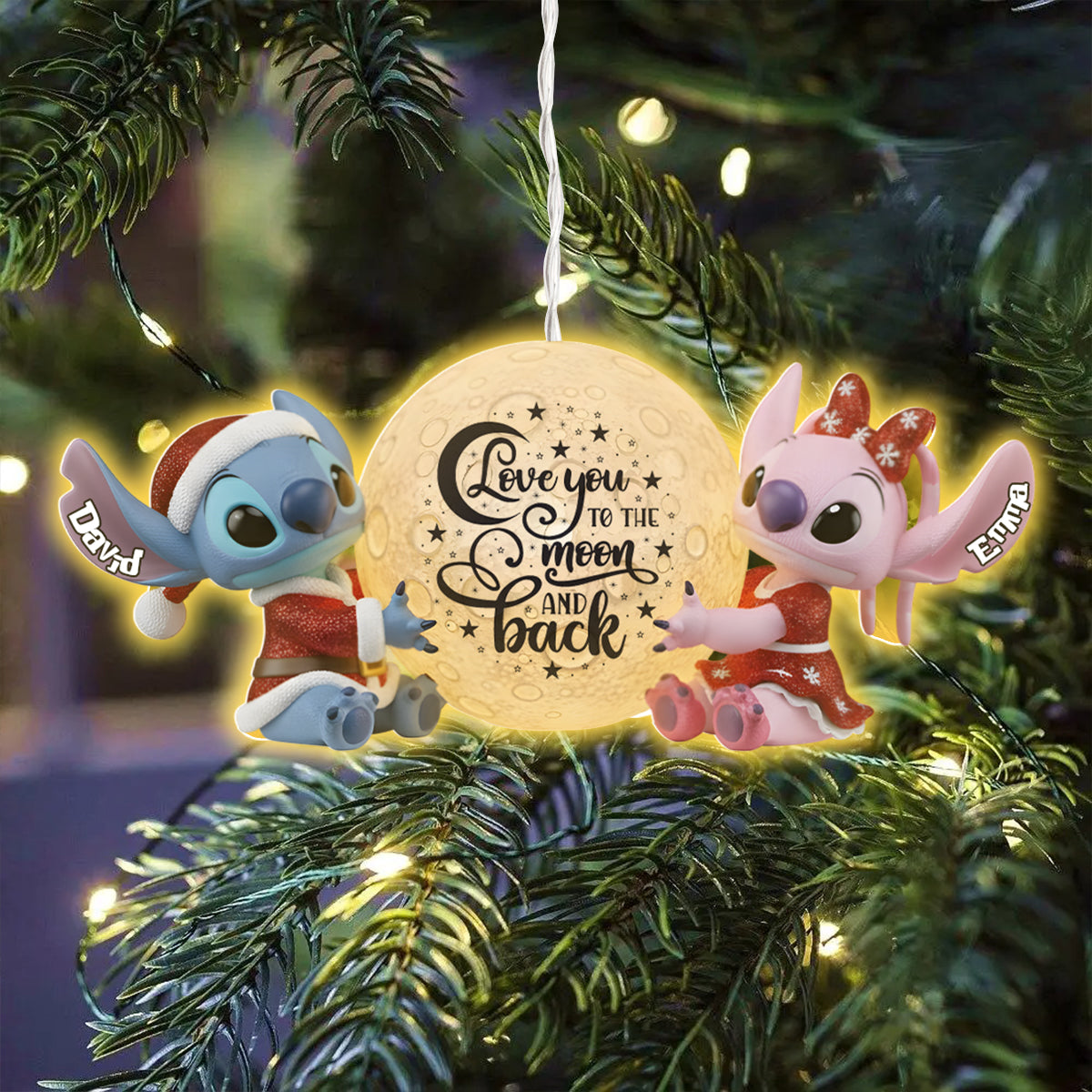 I Love You To The Moon And Back - Personalized Ohana LED Light Ornament