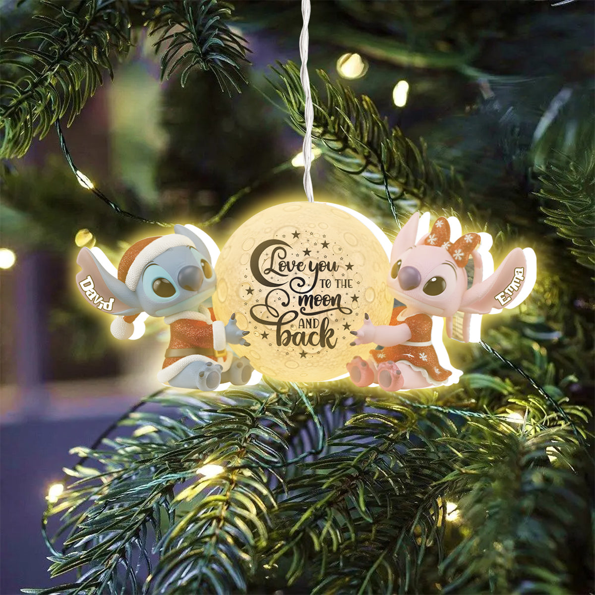 I Love You To The Moon And Back - Personalized Ohana LED Light Ornament