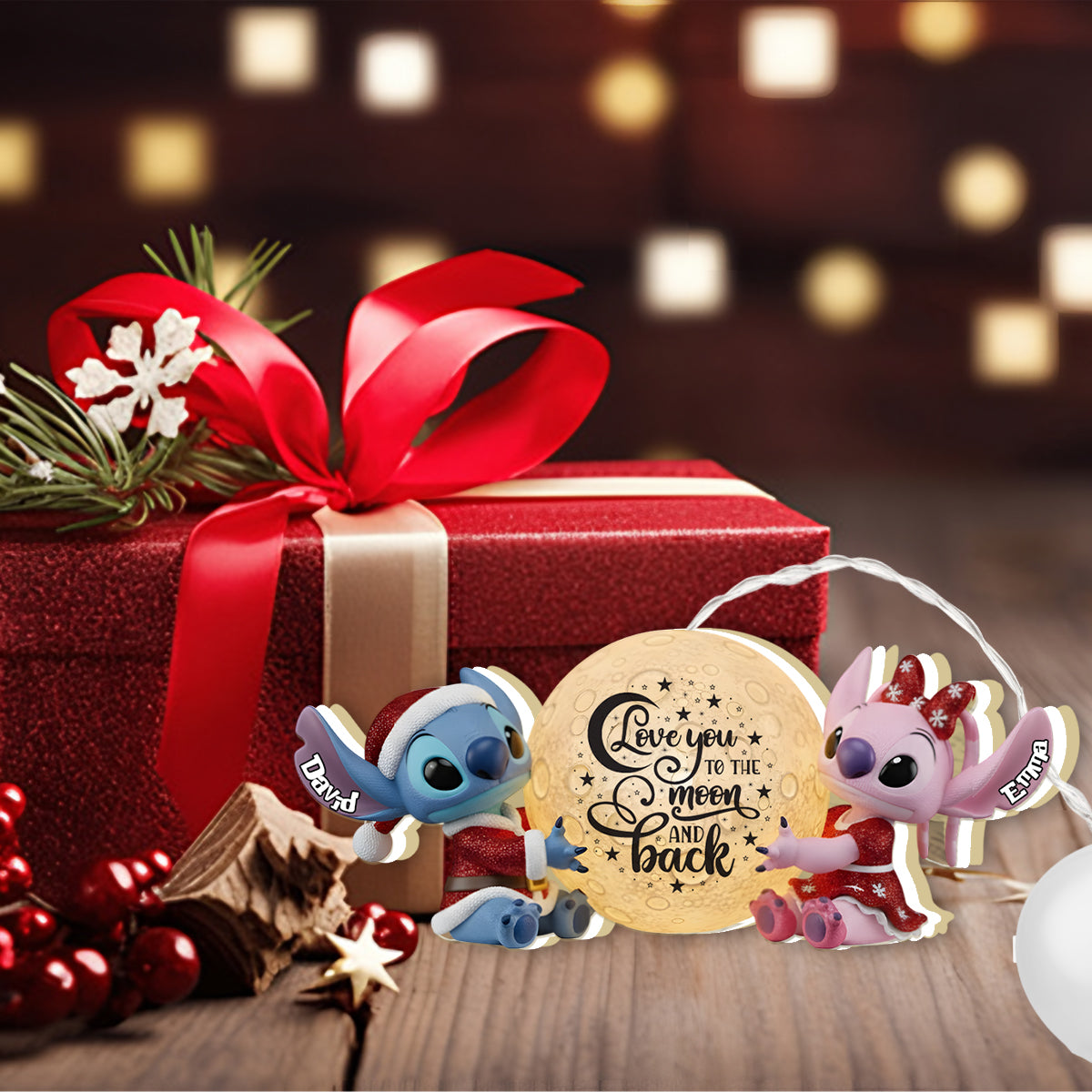 I Love You To The Moon And Back - Personalized Ohana LED Light Ornament