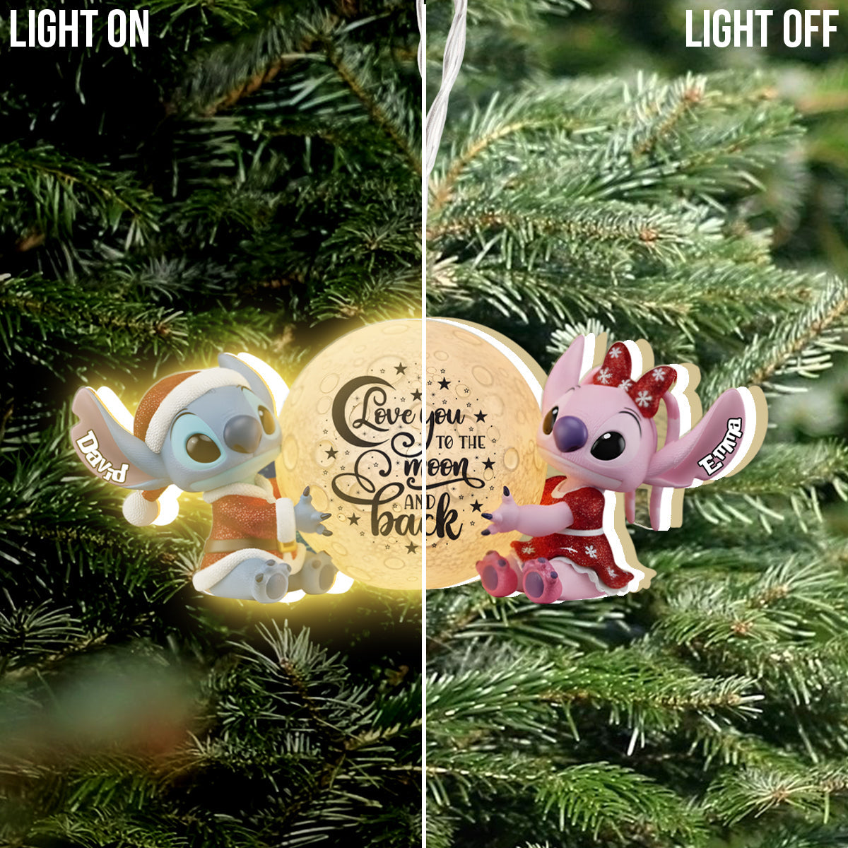 I Love You To The Moon And Back - Personalized Ohana LED Light Ornament