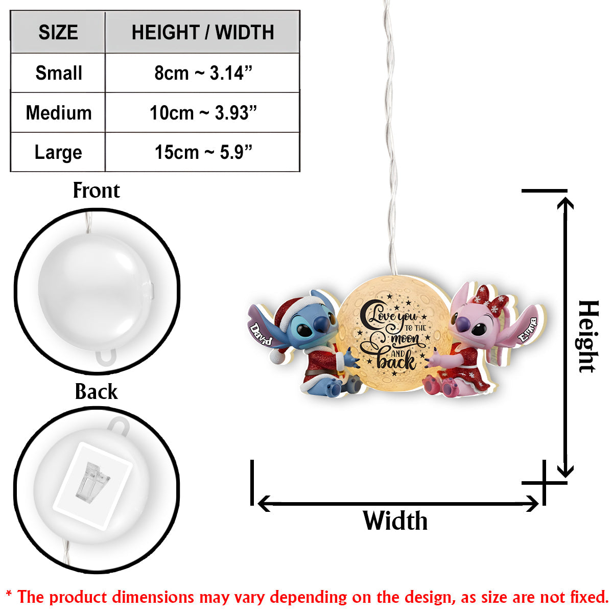 I Love You To The Moon And Back - Personalized Ohana LED Light Ornament