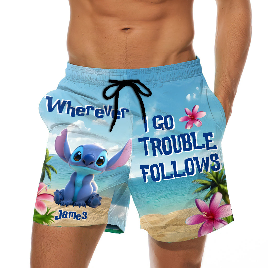 Where I Go Trouble Follows - Personalized Ohana Men Shorts and Women Shorts