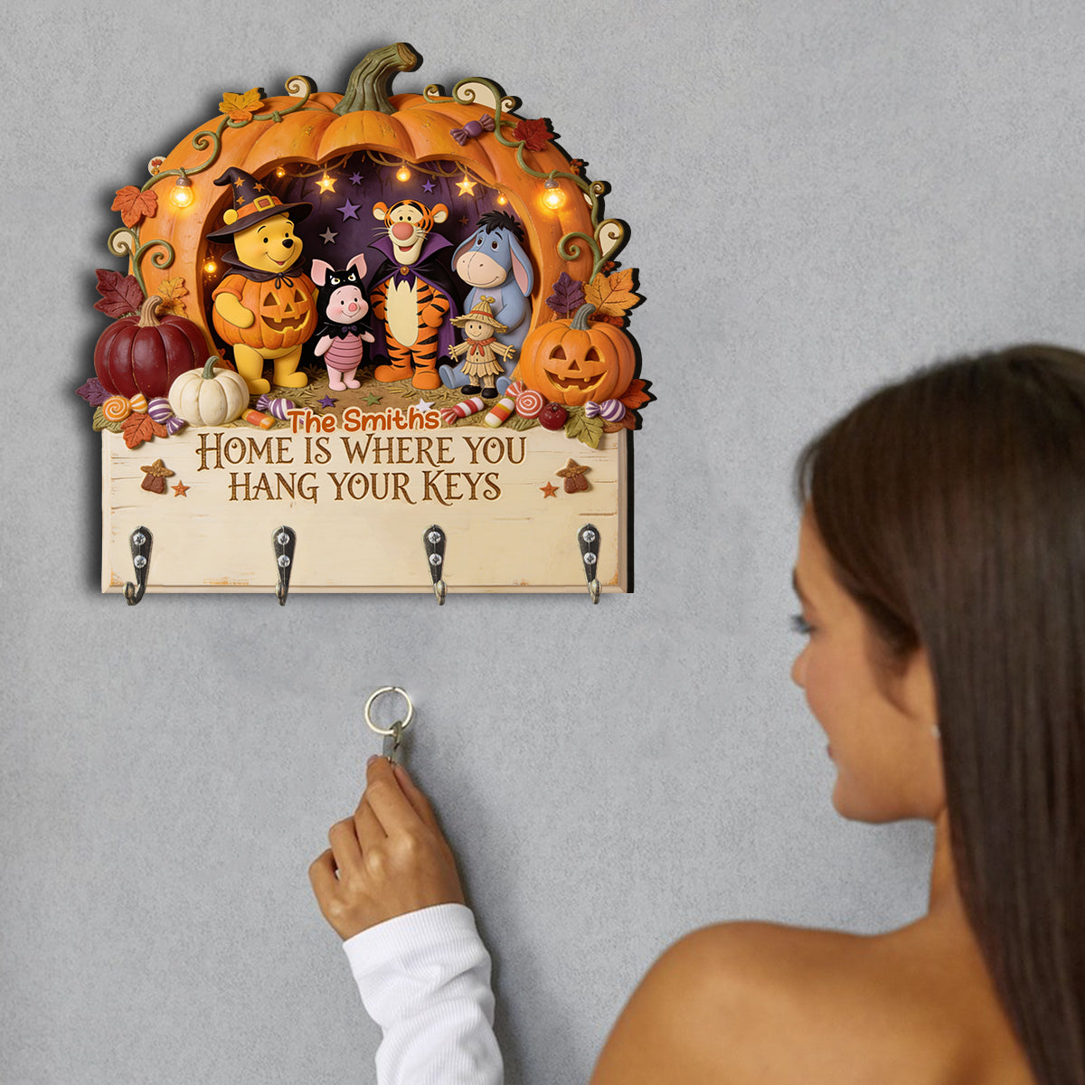 Halloween Vibes - Personalized Yellow Bear Custom Shaped Hanging Rack