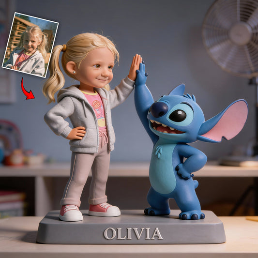 Blue Alien Friend - Personalized Ohana Custom Shaped Acrylic Plaque