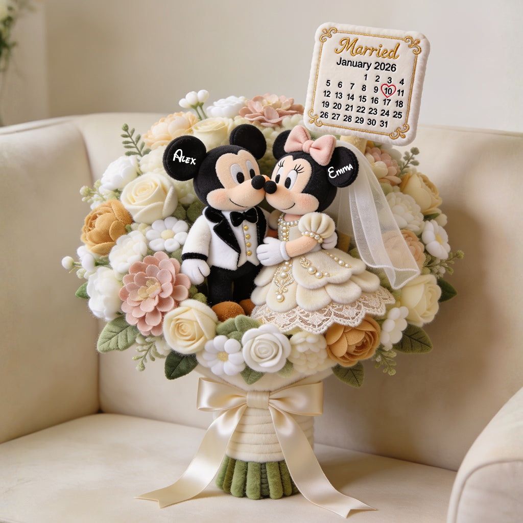Anniversary Mouse Couple - Personalized Mouse Premium Faux Fur Pillow