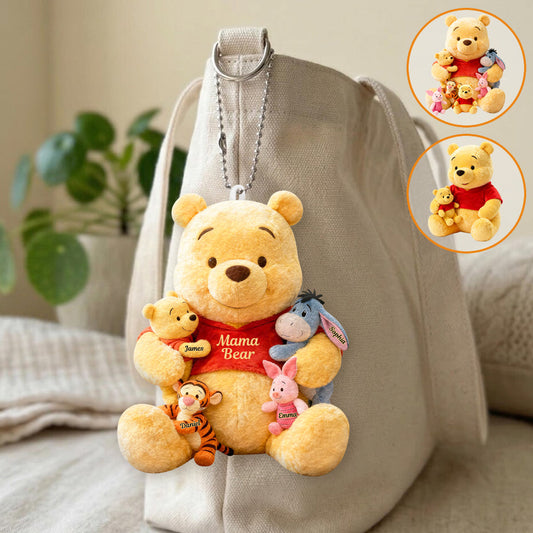 Mama Bear - Personalized Yellow Bear Plush Keychain