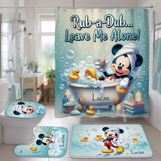 Leave Me Alone - Personalized Mouse Bathroom Curtain & Mats Set