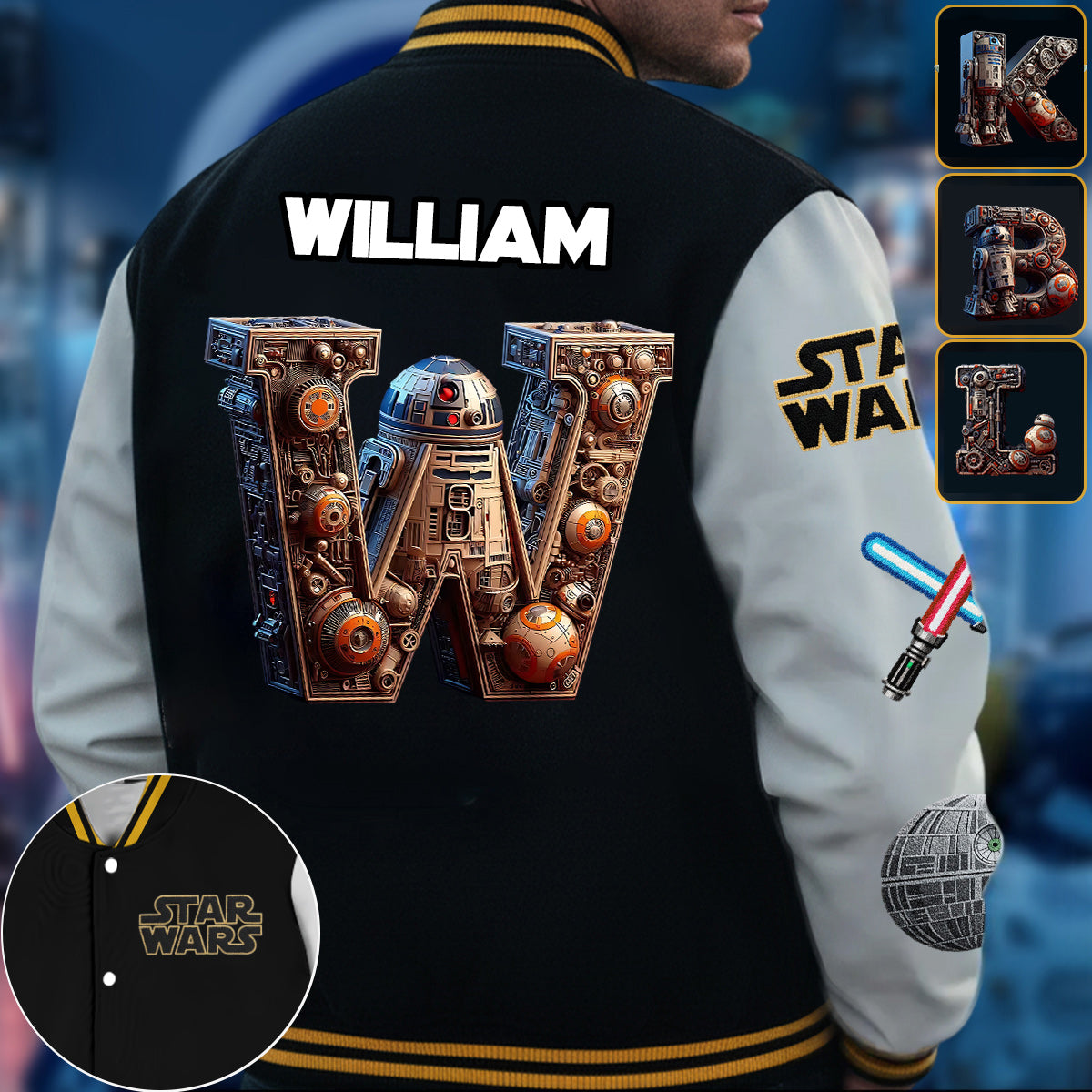 Alphabet Letters - Personalized The Force Varsity Jacket