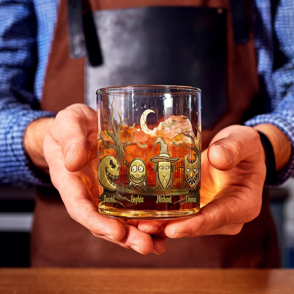 The Frightful Four in Gold - Personalized Nightmare Whiskey Glass