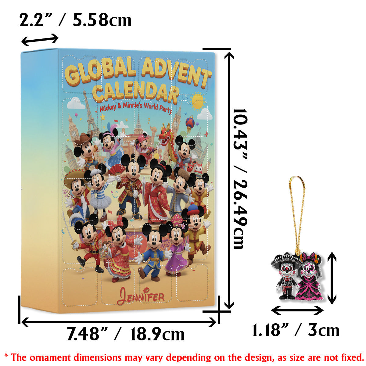 Global Advent Calendar, Traditional Costumes - Personalized Mouse Advent Calendar With Ornaments