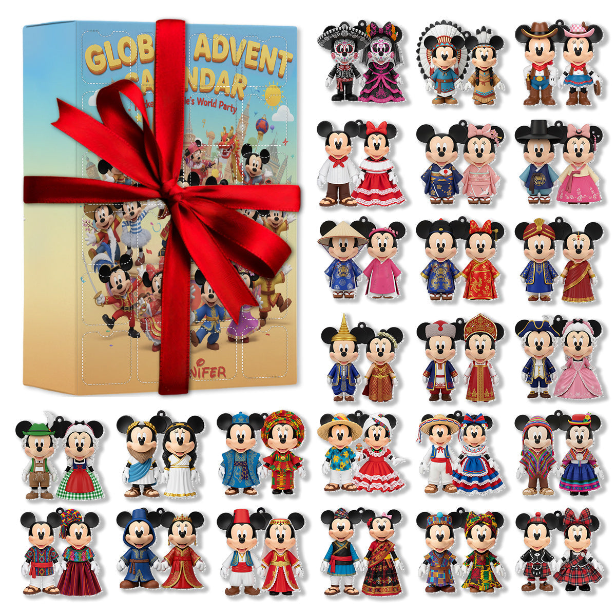 Global Advent Calendar, Traditional Costumes - Personalized Mouse Advent Calendar With Ornaments
