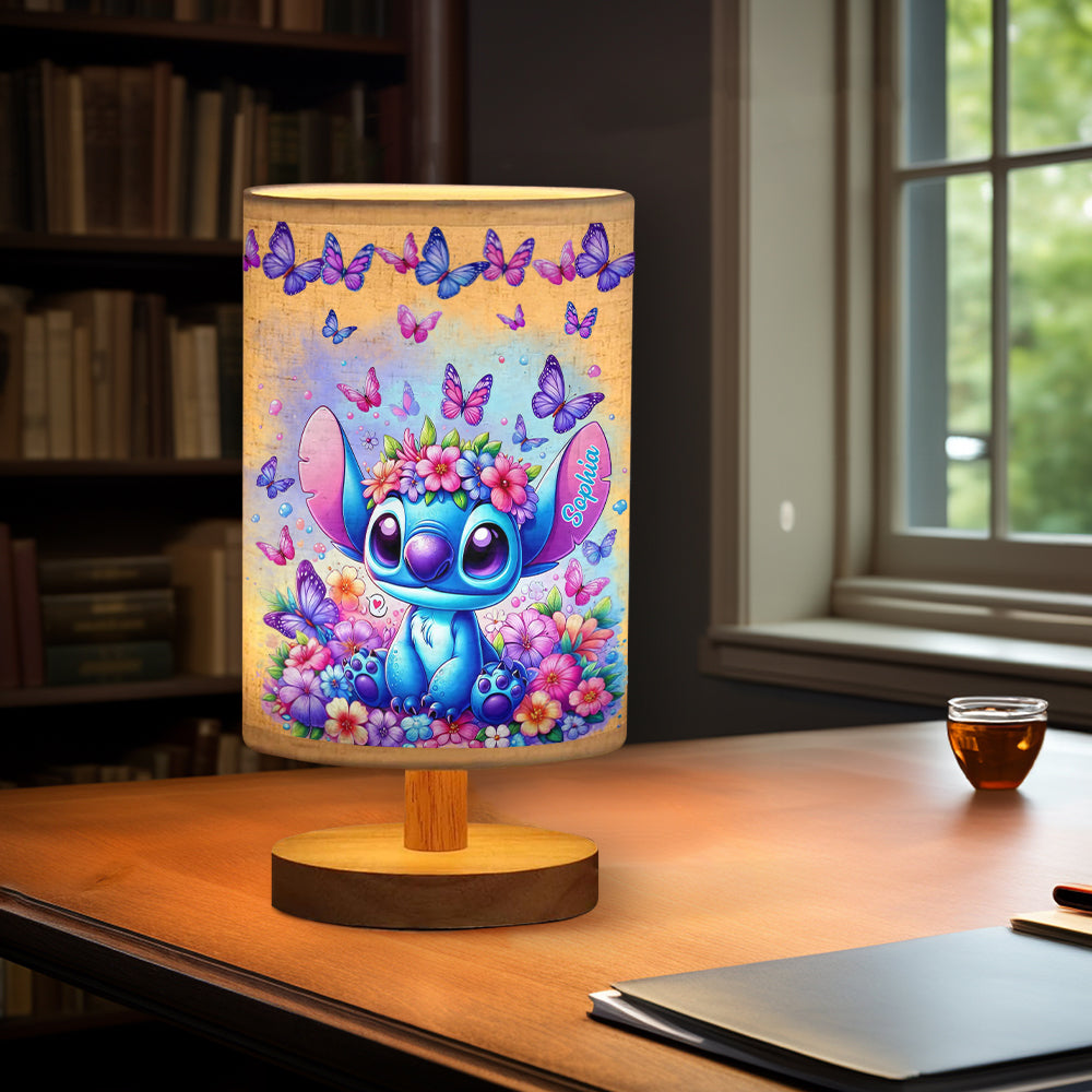 Blue Ohana - Personalized Ohana Table Lamp with Wood Base