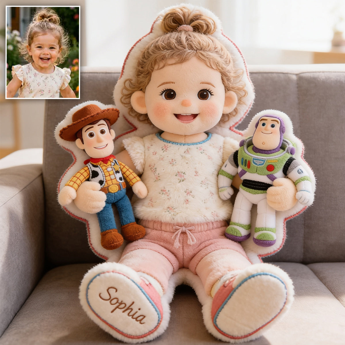 The Story Of Toys - Personalized Movie For Kids Premium Faux Fur Pillow