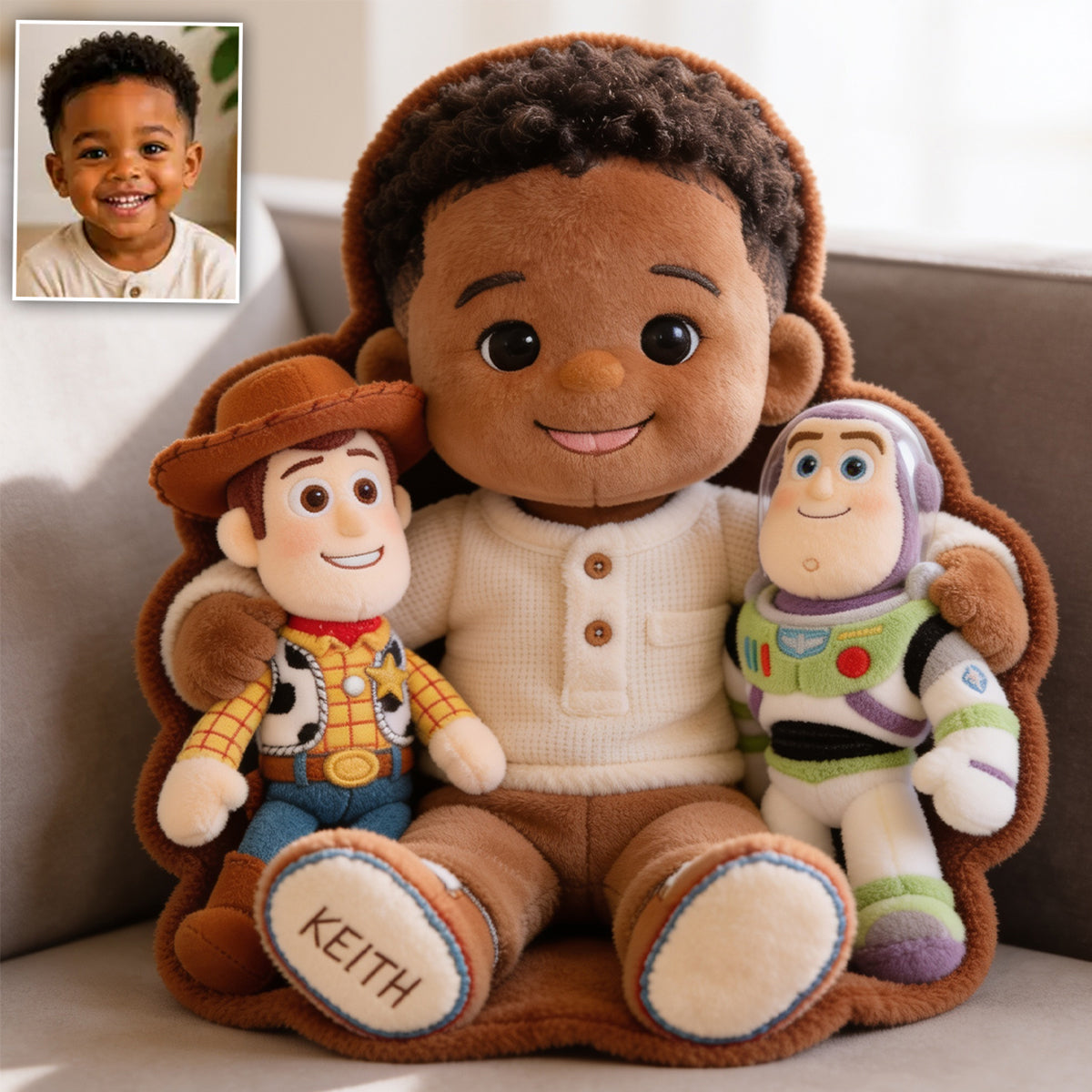 The Story Of Toys - Personalized Movie For Kids Premium Faux Fur Pillow