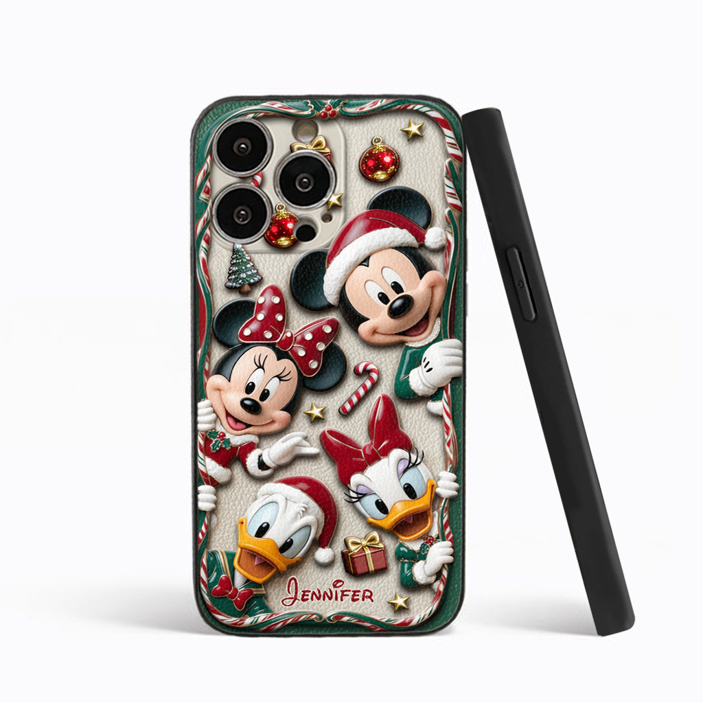 Magical Friends - Personalized Mouse 3D Embossed Leather Phone Case
