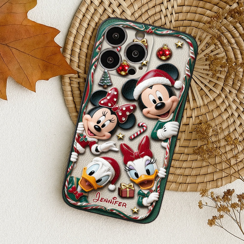 Magical Friends - Personalized Mouse 3D Embossed Leather Phone Case