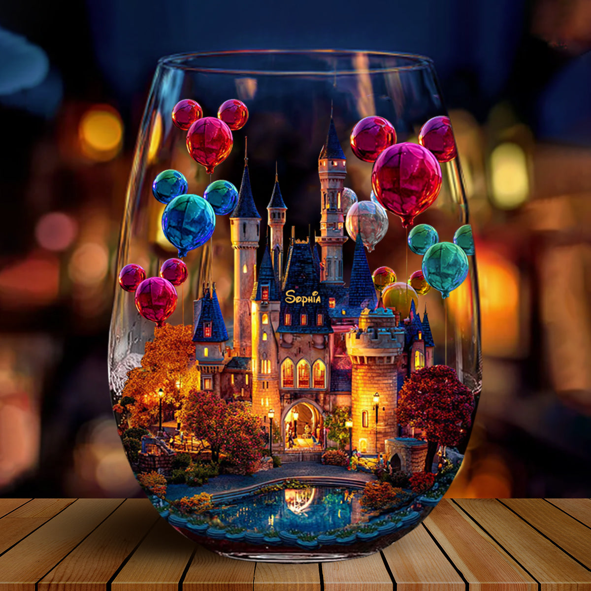 Magical Night - Personalized Mouse All Over Wine Glass