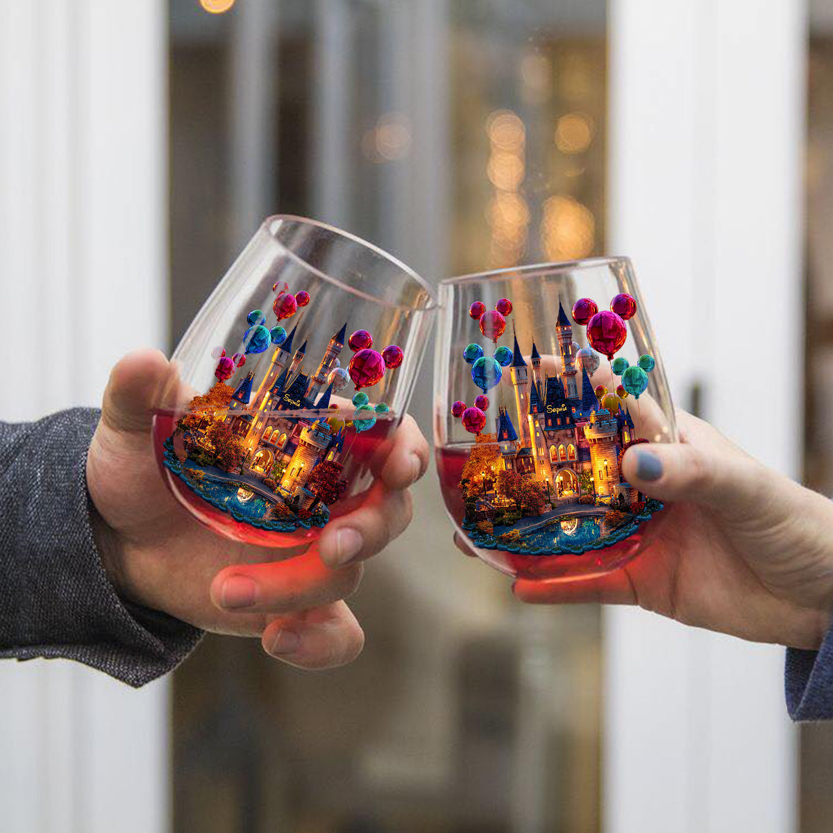 Magical Night - Personalized Mouse All Over Wine Glass