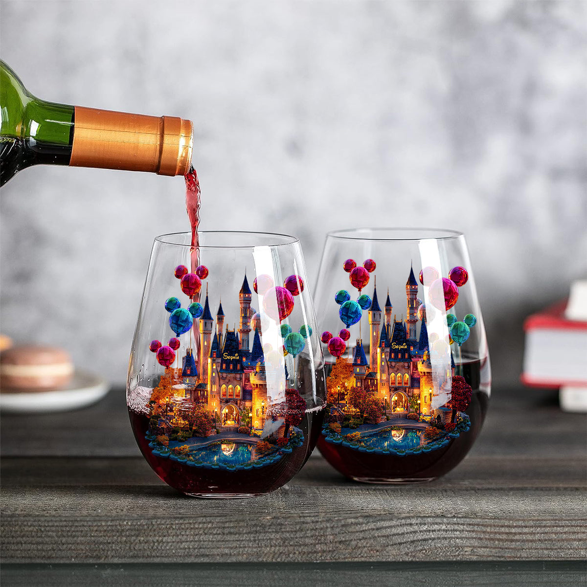 Magical Night - Personalized Mouse All Over Wine Glass