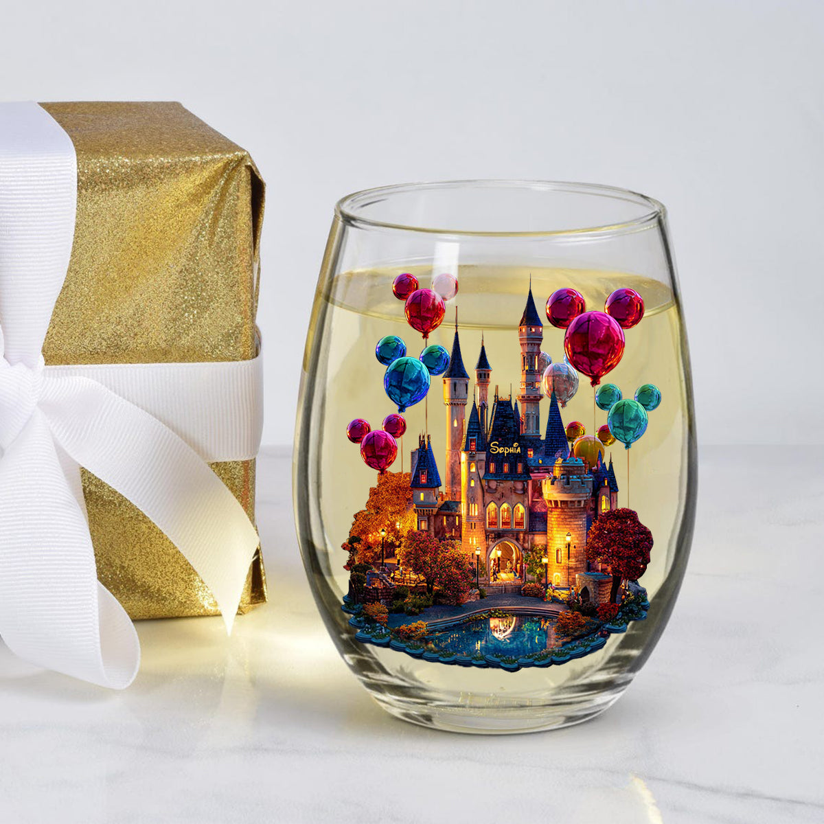Magical Night - Personalized Mouse All Over Wine Glass
