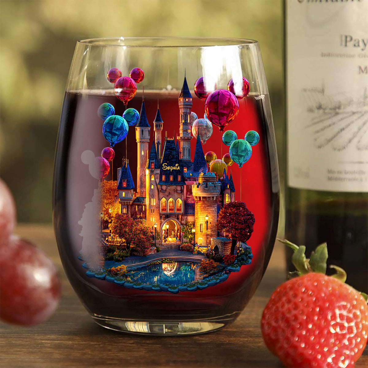 Magical Night - Personalized Mouse All Over Wine Glass