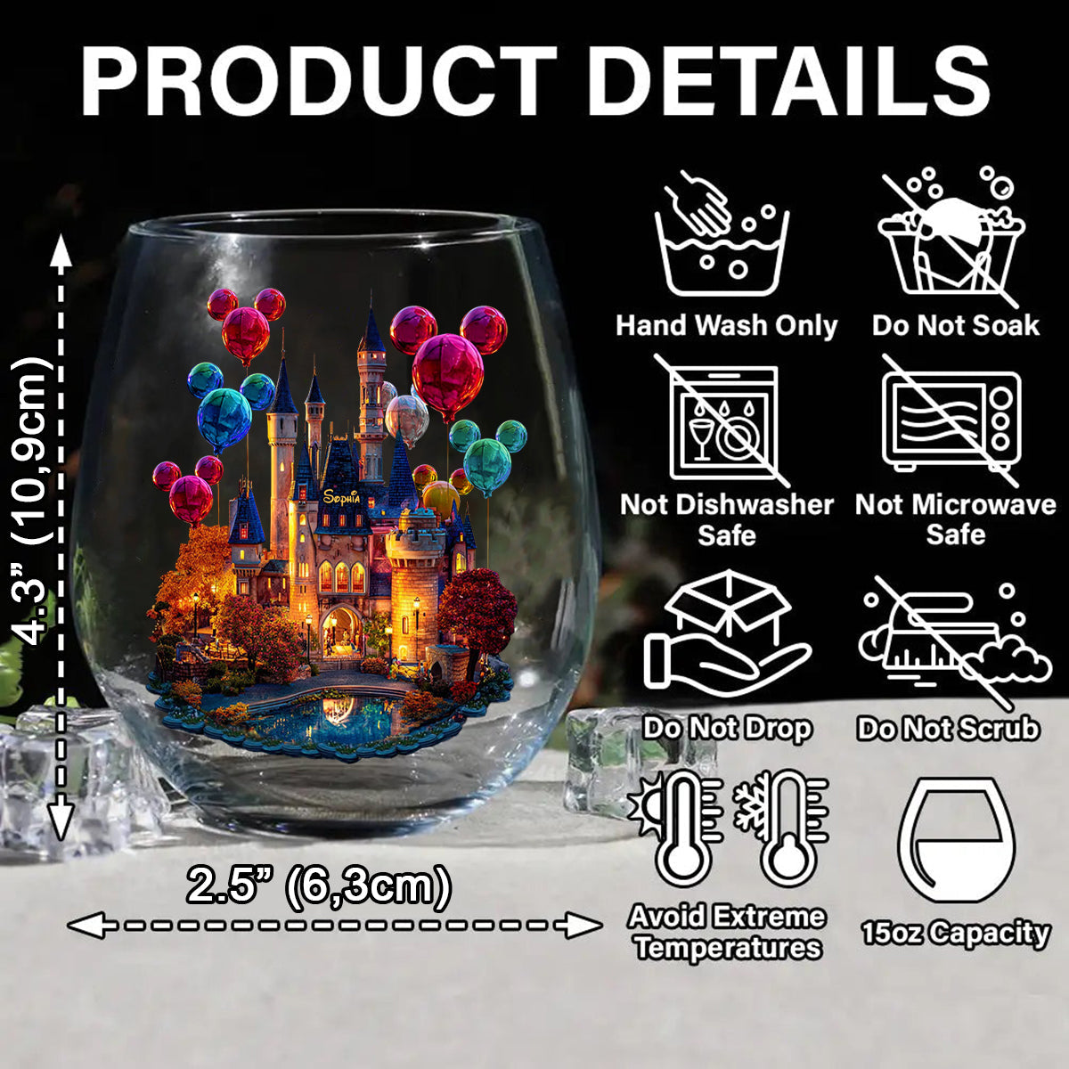 Magical Night - Personalized Mouse All Over Wine Glass