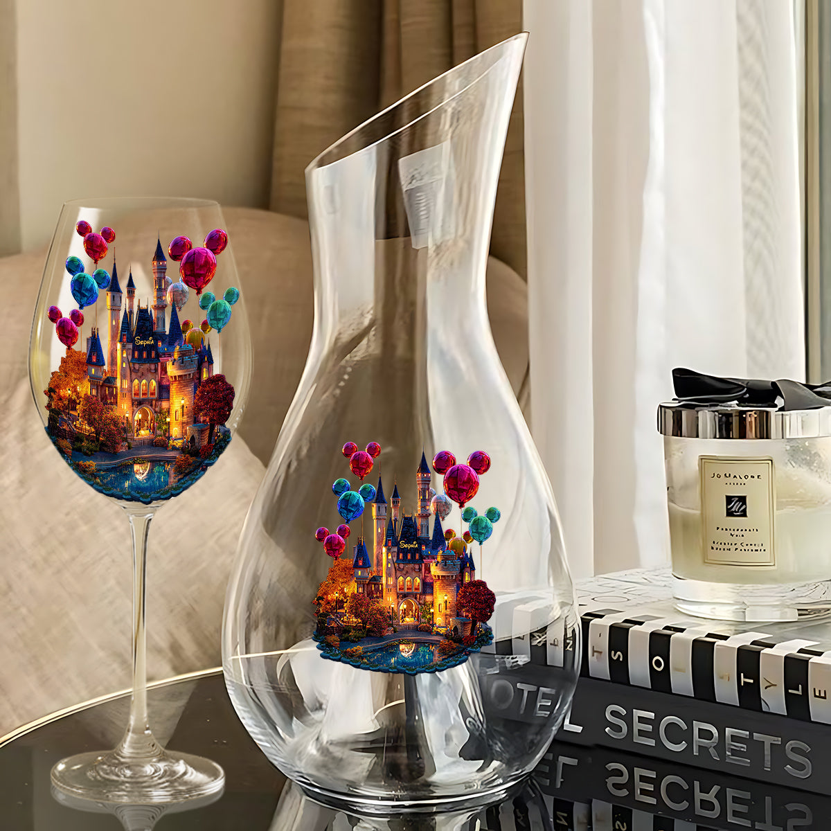 Magical Night - Personalized Mouse Wine Glass With Long Stem