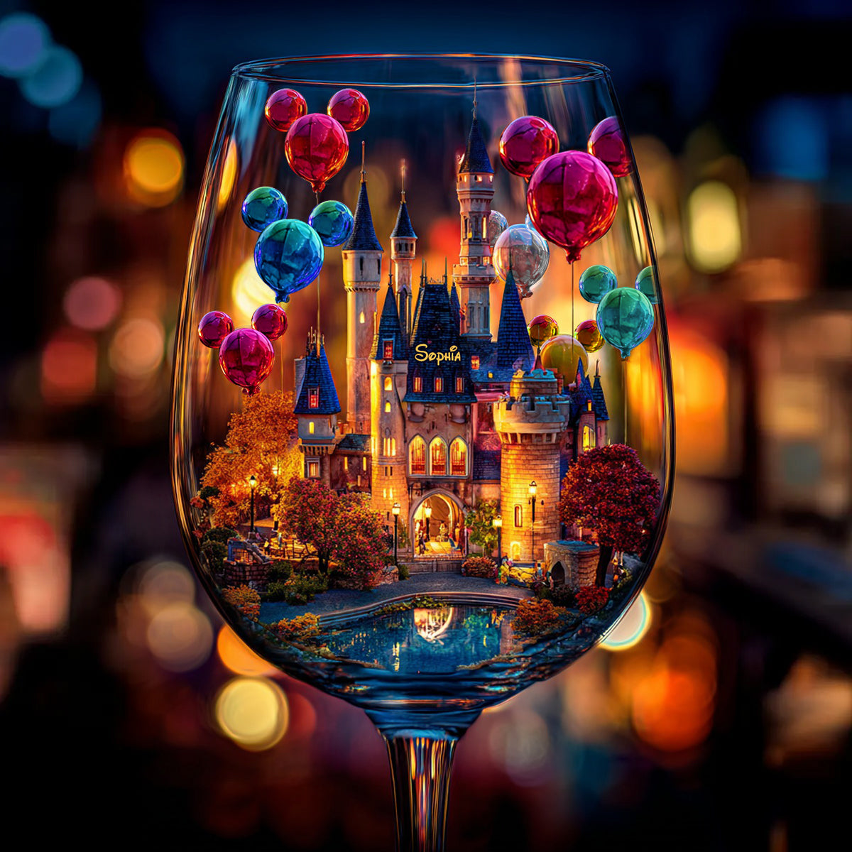 Magical Night - Personalized Mouse Wine Glass With Long Stem