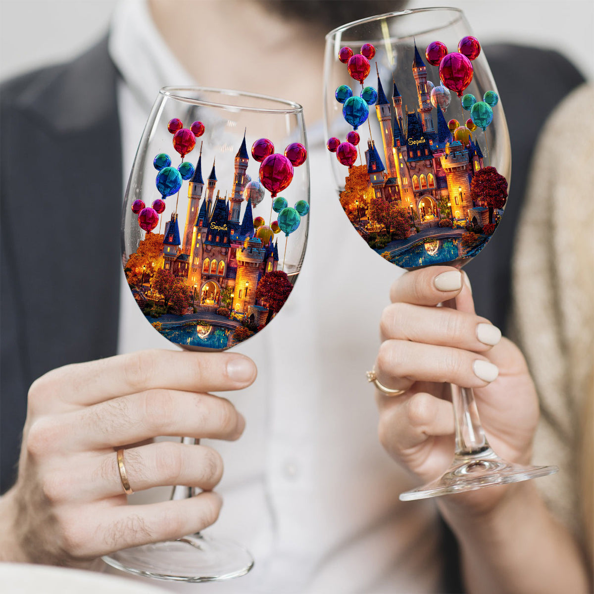 Magical Night - Personalized Mouse Wine Glass With Long Stem