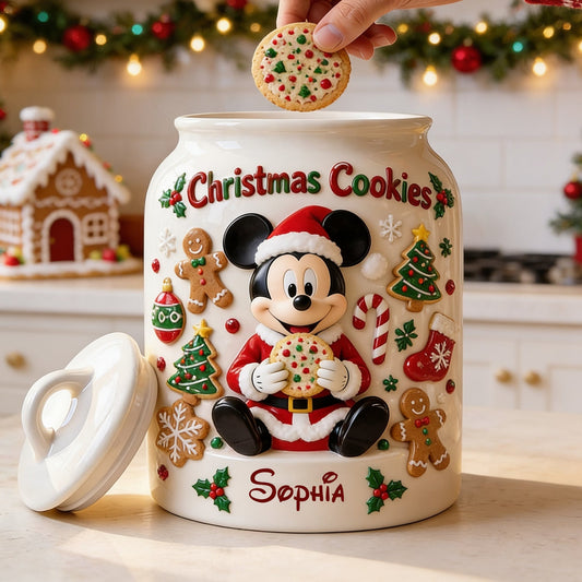 Merry Christmas - Personalized Mouse Cookie Jar