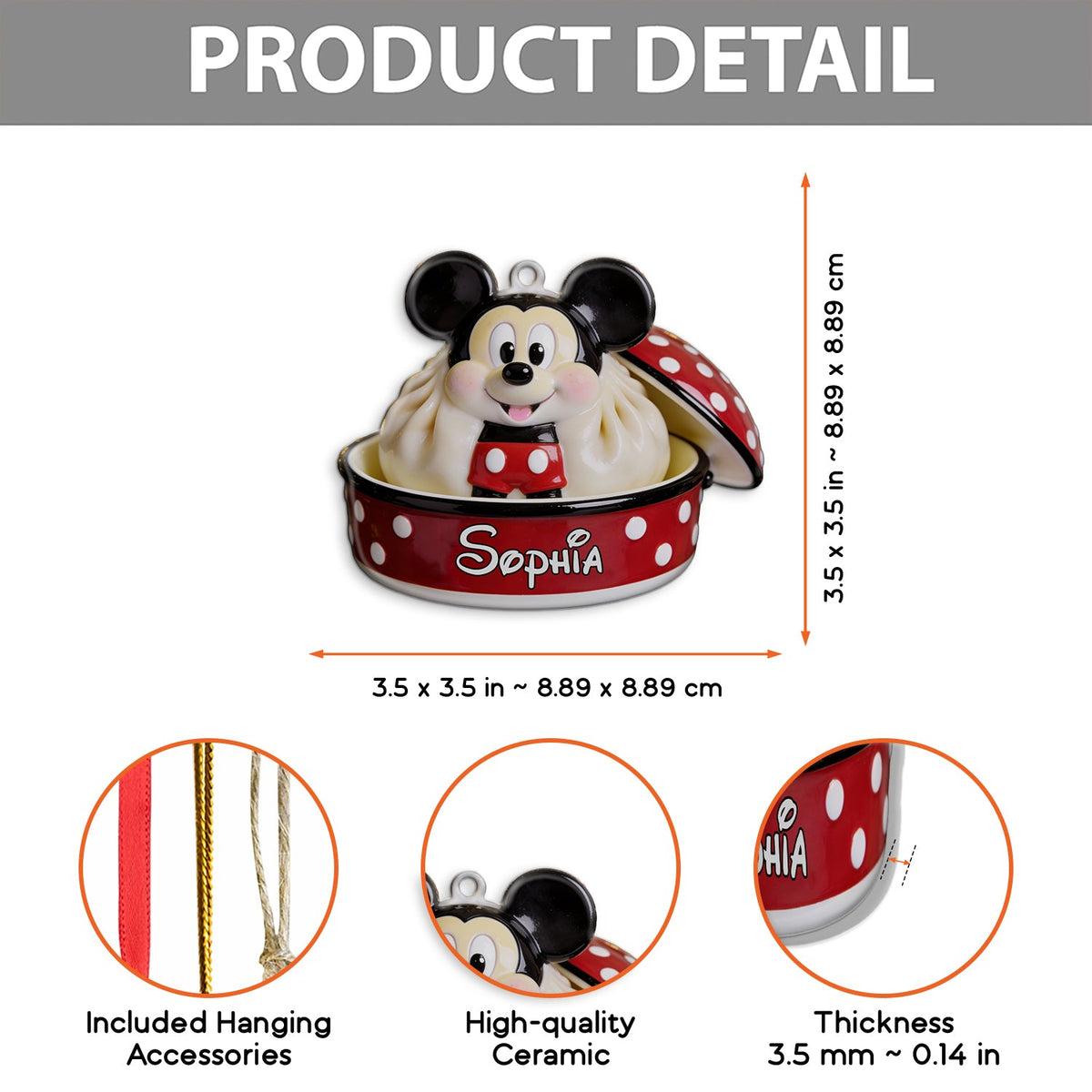 Magic Dumpling - Personalized Mouse Custom Shape Ceramic Ornament