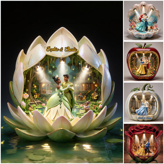 Once Upon A Time - Personalized Beautiful Princess Wooden Light Shadow Box