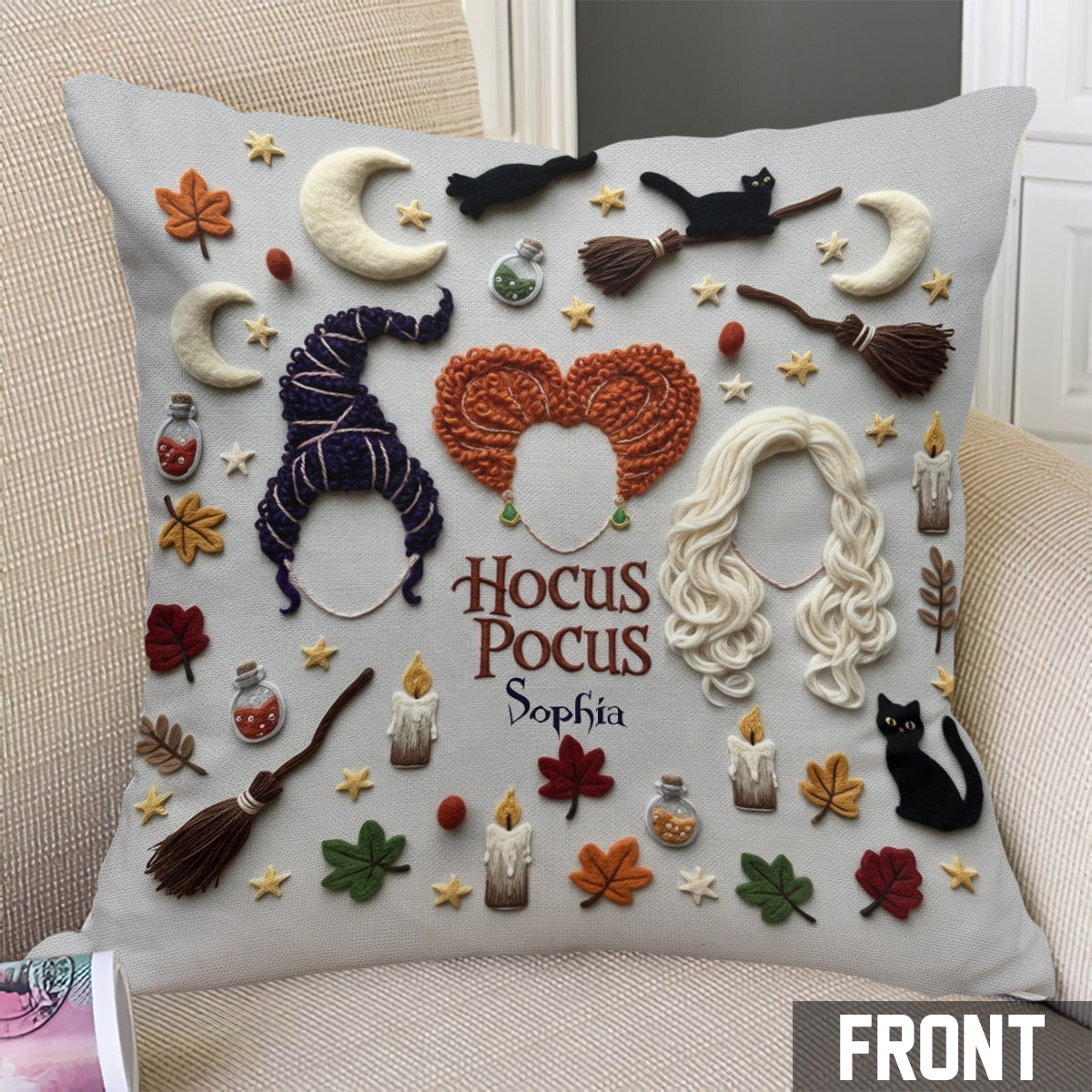 The Sanderson Sisters - Personalized Three Witches Throw Pillow