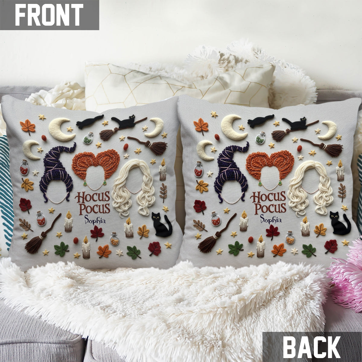 The Sanderson Sisters - Personalized Three Witches Throw Pillow