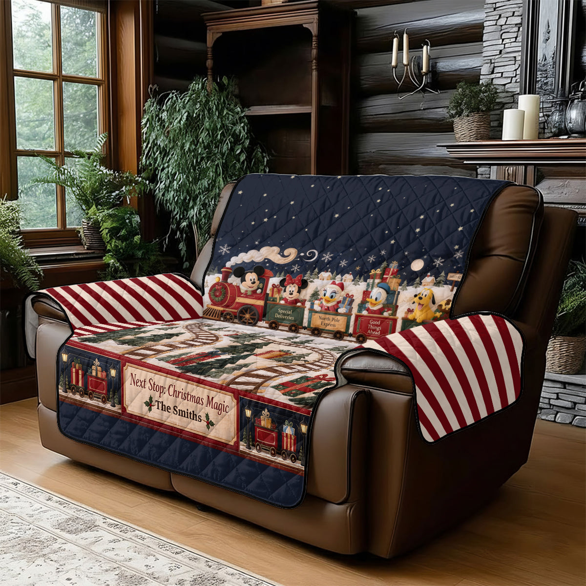 Merry Christmas - Personalized Mouse Quilted Sofa/Couch Cover
