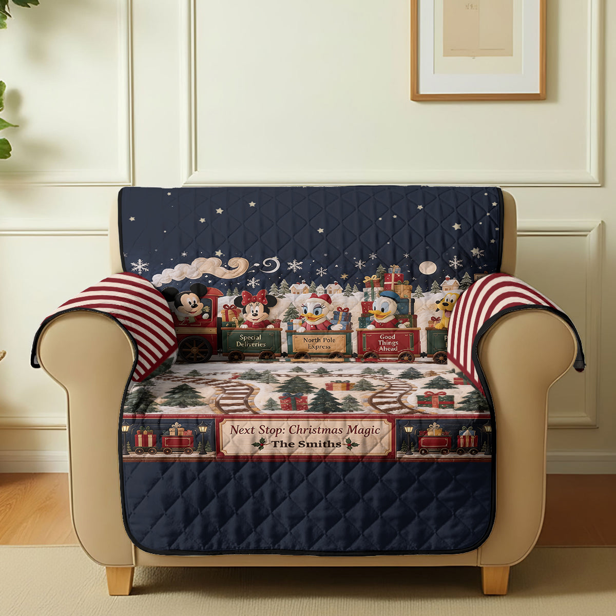 Merry Christmas - Personalized Mouse Quilted Sofa/Couch Cover