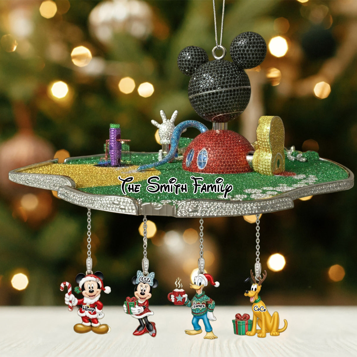 Big Ears Mouse Club House - Personalized Mouse Ornament With Charm