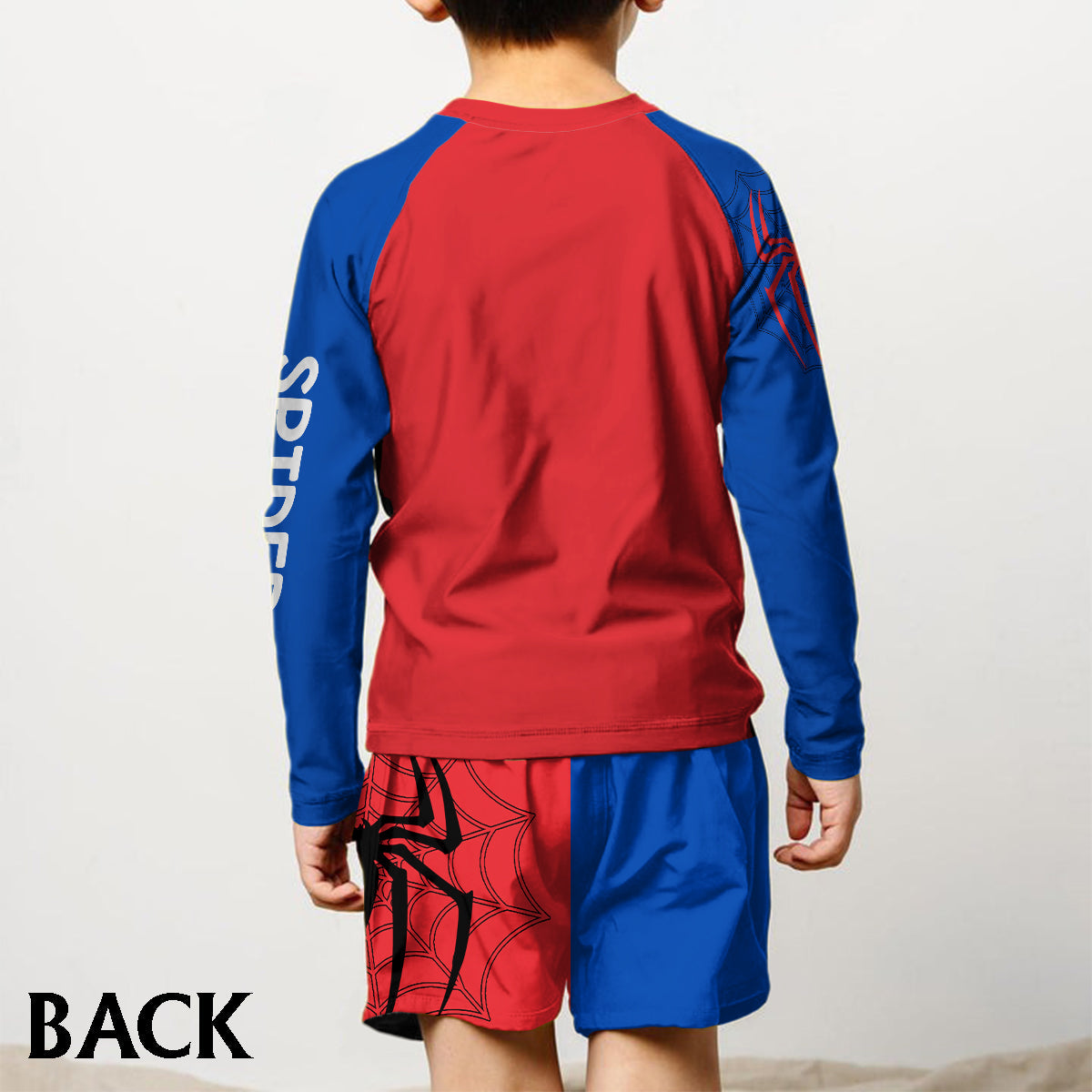 Cool Spider - Personalized Kid Swimsuit Trunk Rashguard Set