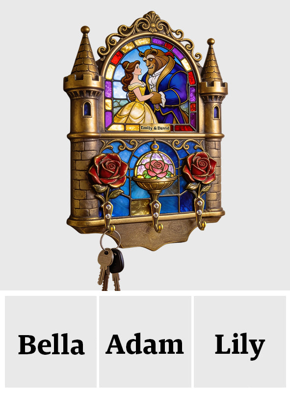 Roantic Couple Castle - Personalized Beauty And The Beast Custom Shaped Hanging Rack