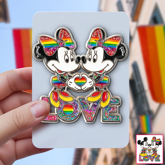 Rainbow Mouse Couple Love - Personalized LGBT Support Pin